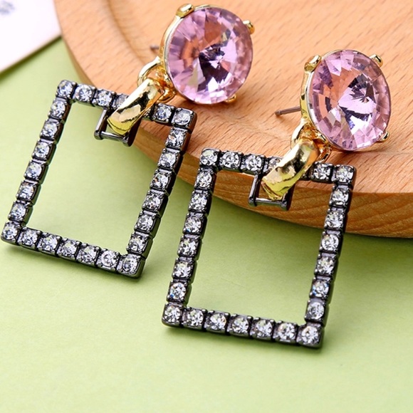 Swarovski Square Lavender Earrings New With Tags - Picture 3 of 5